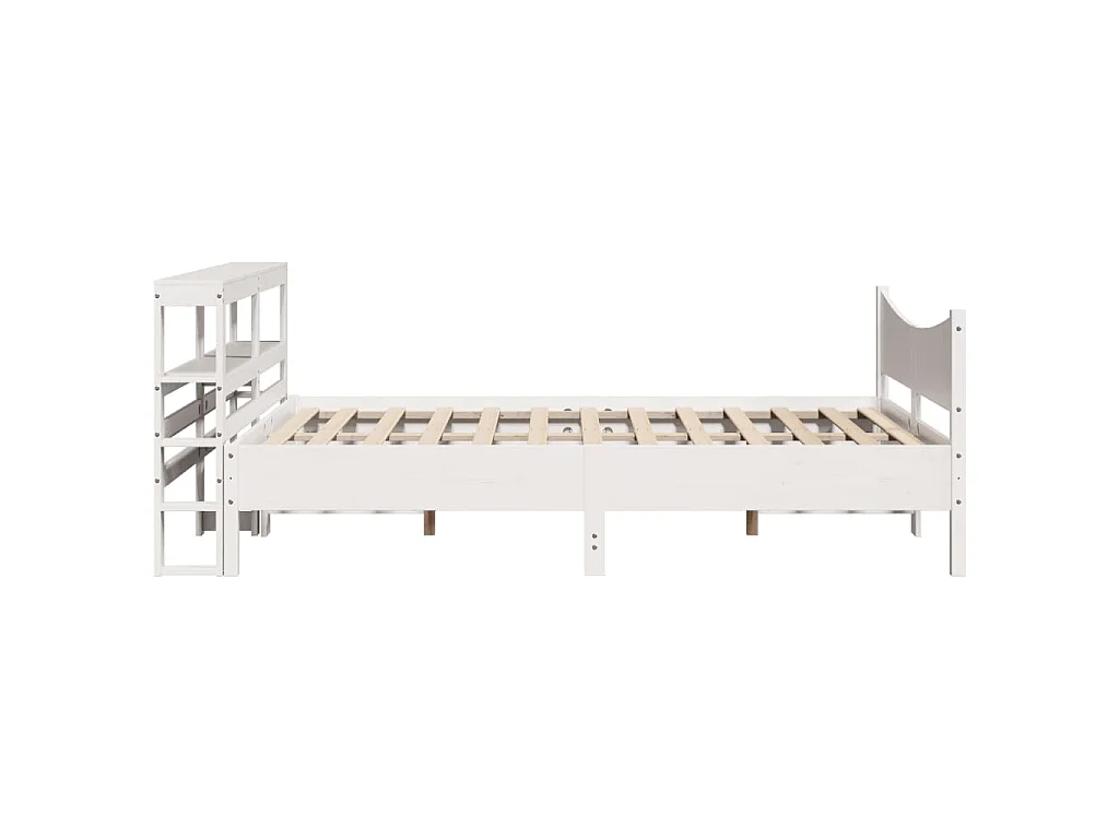 Bedframe met hoofdbord massief grenenhout wit 120x190 cm