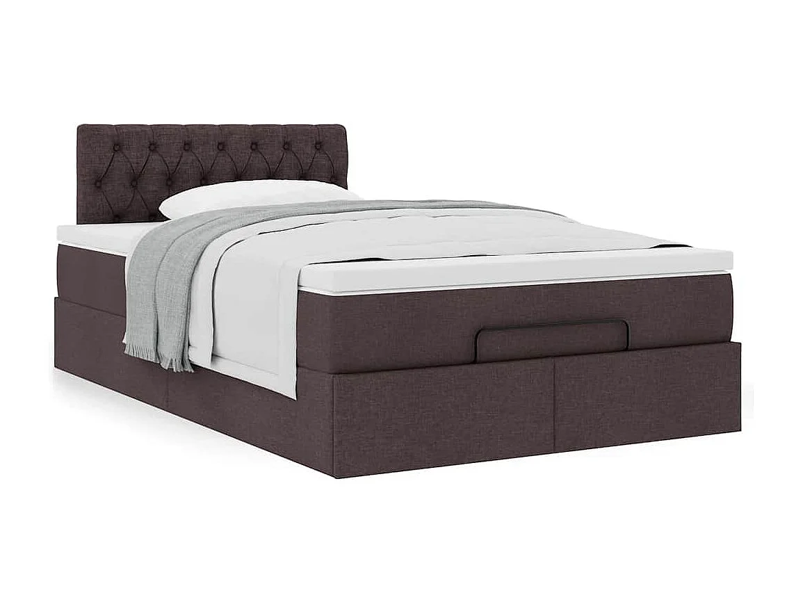 Ottoman bed met matras 120x190 cm stof donkerbruin