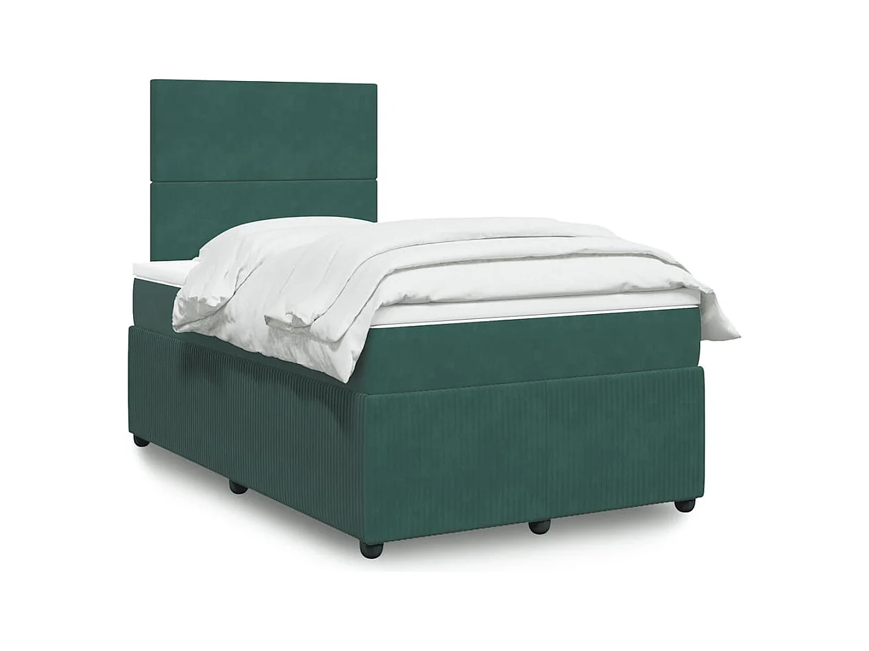 Sommier à lattes de lit et matelas Vert foncé 120x200cm Velours