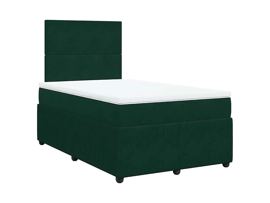 Cama box spring con colchón terciopelo verde oscuro 120x200 cm