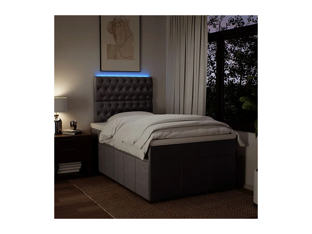 Cama boxspring com colchão 120x190 cm tecido cinzento-escuro