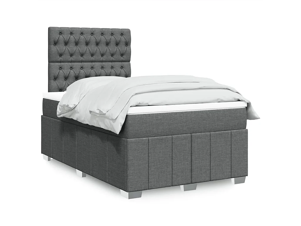 Boxspringbett mit Matratze Dunkelgrau 120x190 cm Stoff