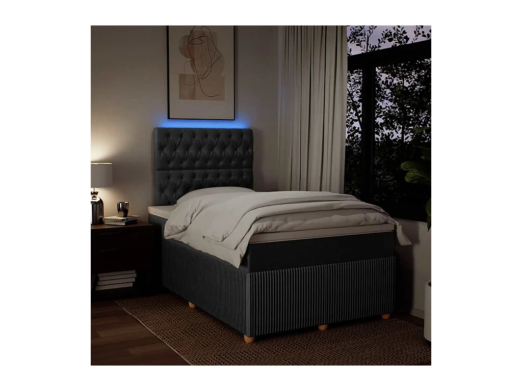 Giroletto a Molle con Materasso Grigio Scuro 120x190cm Tessuto