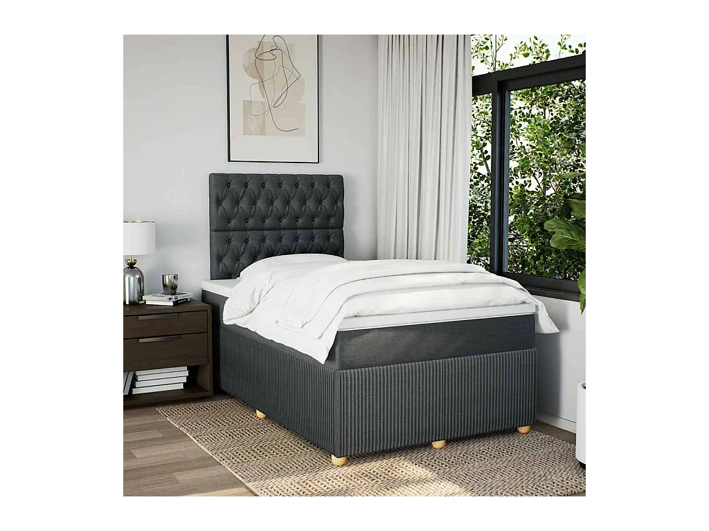 Giroletto a Molle con Materasso Grigio Scuro 120x190cm Tessuto