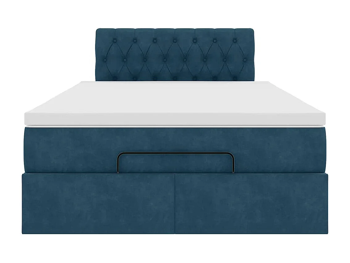 Cadre de lit ottoman avec matelas bleu foncé 120x200 cm velours