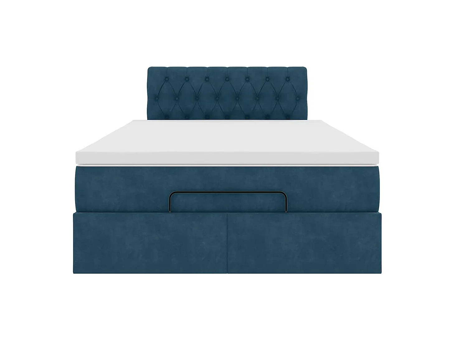 Cadre de lit ottoman avec matelas bleu foncé 120x200 cm velours