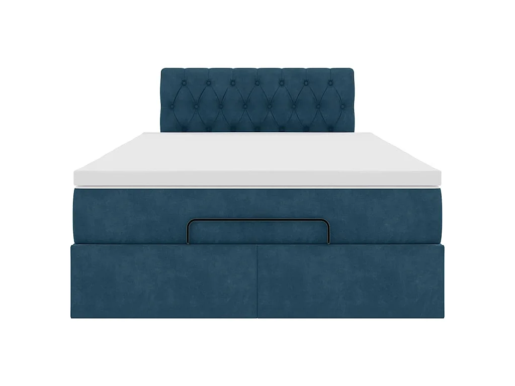 Cadre de lit ottoman avec matelas bleu foncé 120x200 cm velours