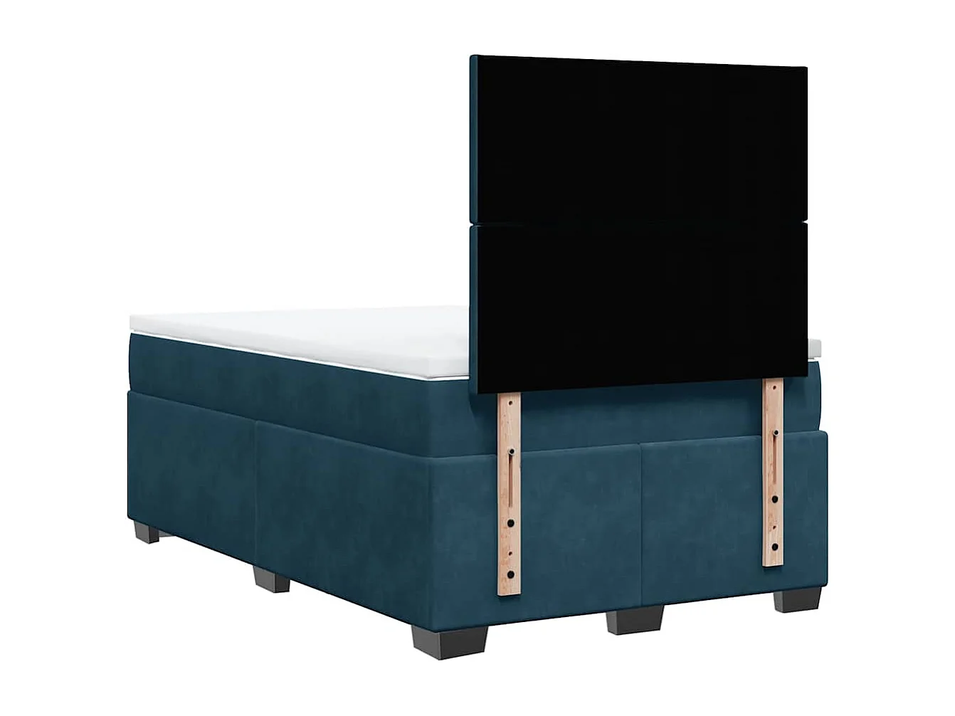 Sommier à lattes de lit et matelas bleu 120x190 cm velours