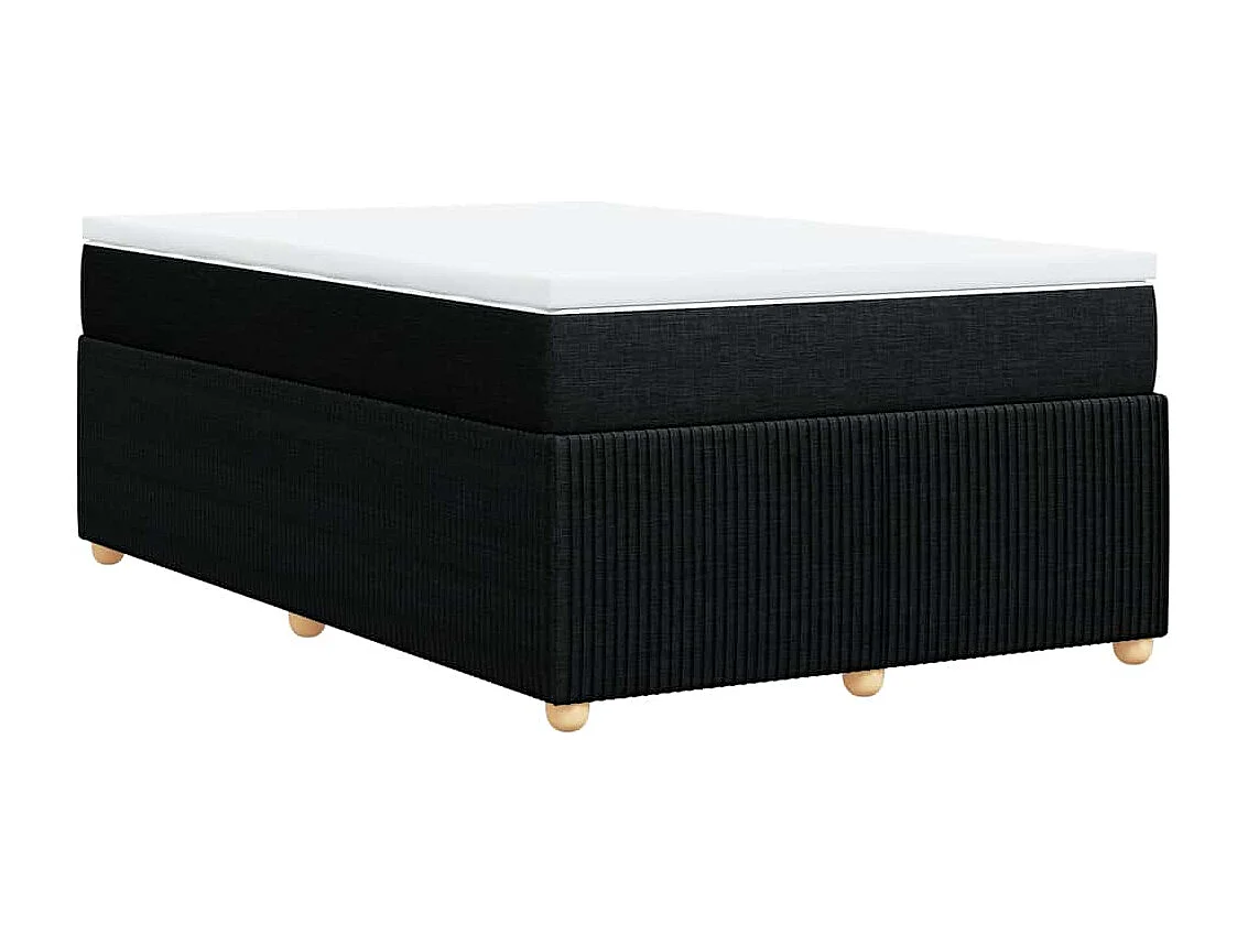 Cama box spring con colchón tela negro 120x200 cm