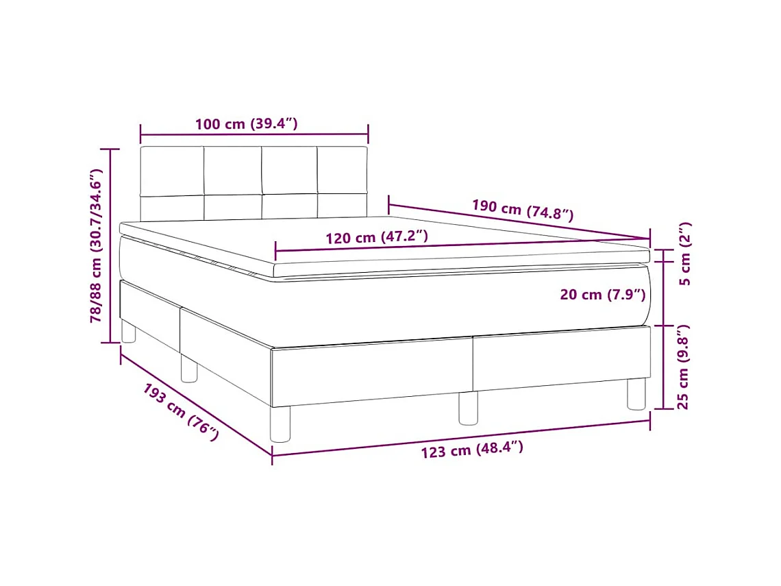 Sommier à lattes de lit avec matelas LED bleu foncé 120x190 cm