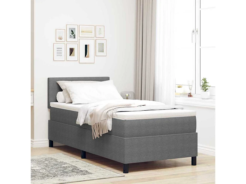 Lit à ressorts Gris clair et blanc 100 x 200 cm