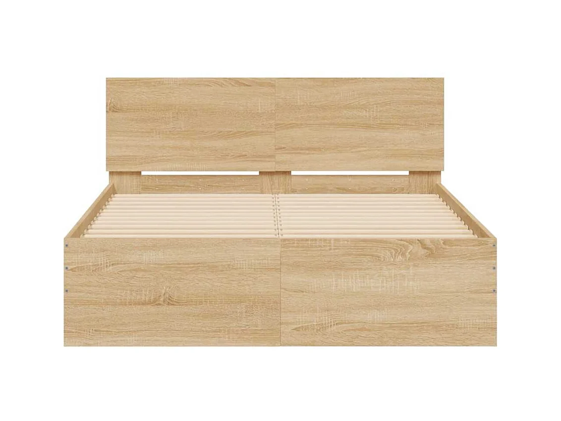 Giroletto con Testiera e LED Rovere Sonoma 120x200 cm