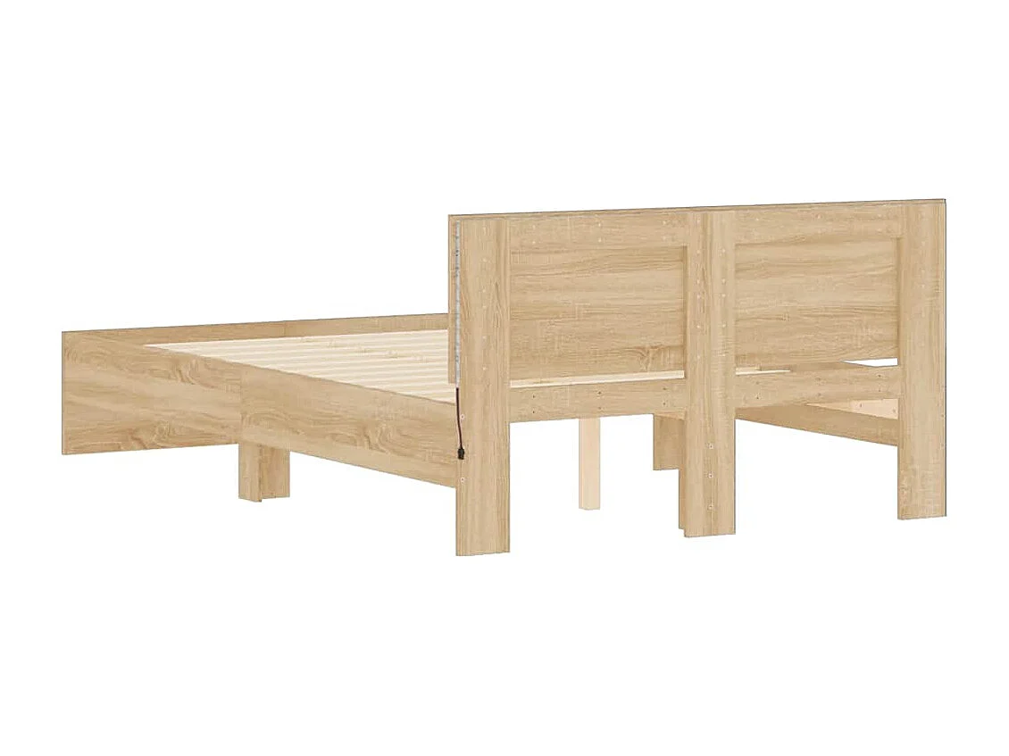 Bedframe met hoofdeinde en LED sonoma eikenkleurig 120x200 cm