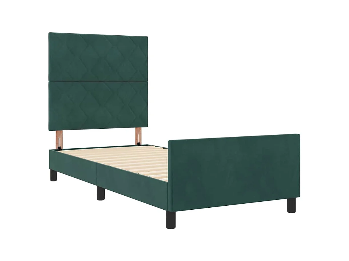 Bettgestell mit Kopfteil Dunkelgrün 100 x 200 cm Samt