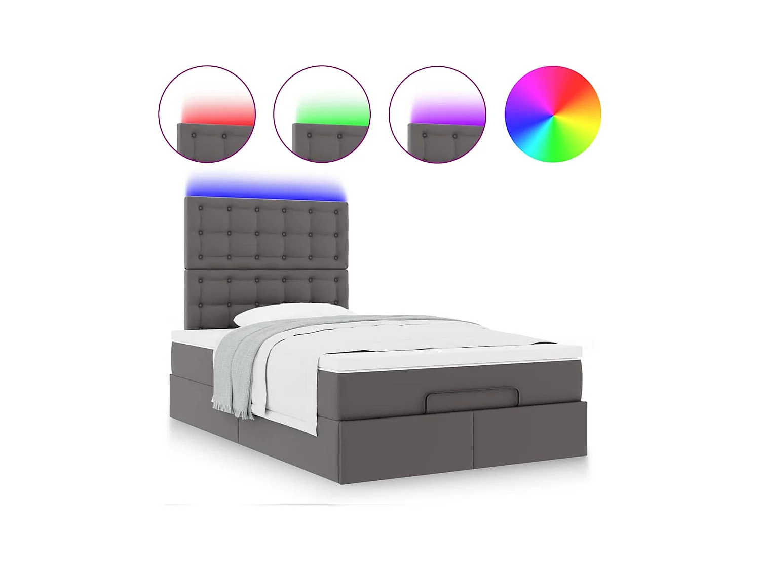 Struttura Letto Pouf con Materasso Grigio 120x200 cm Similpelle