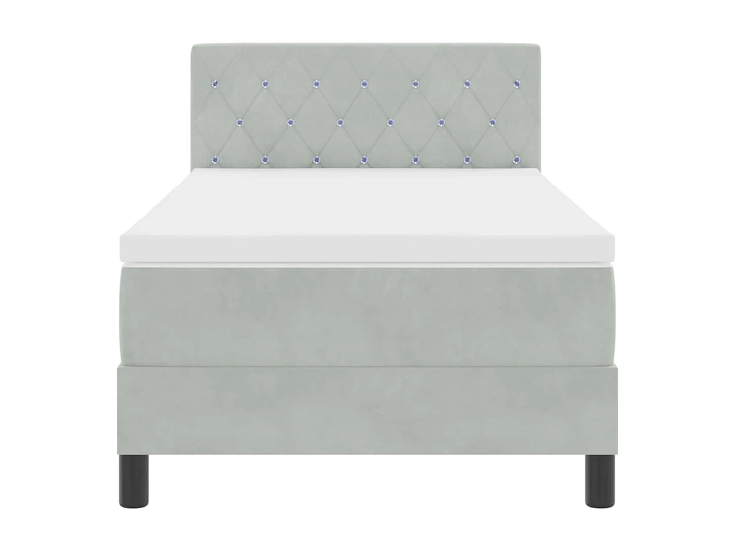 Lit à ressorts avec matelas Gris clair 100 x 200 cm tissu