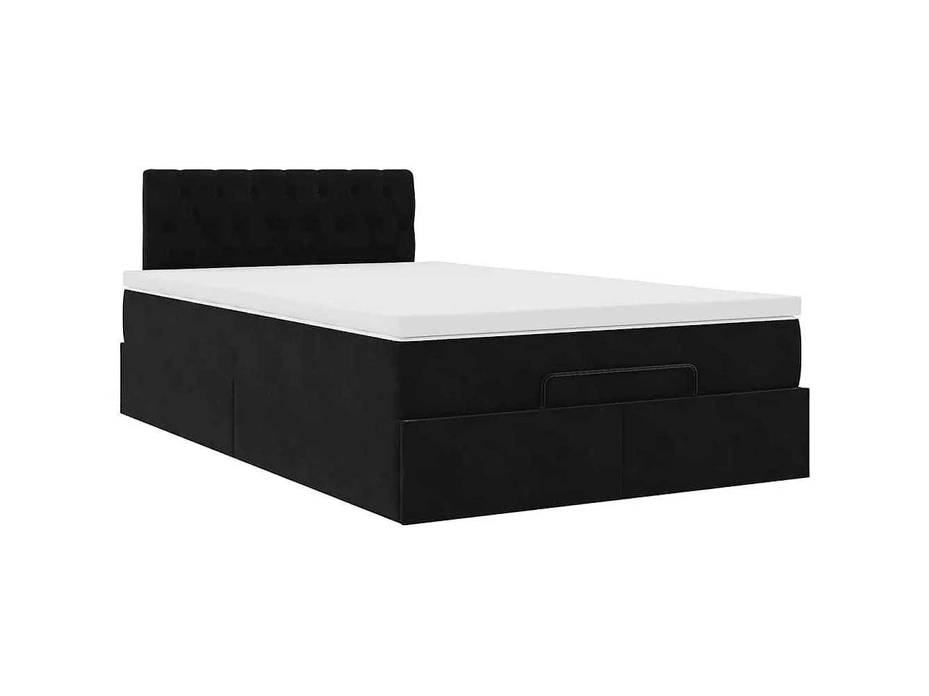 Estructura de cama otomana colchón terciopelo negro 120x200cm