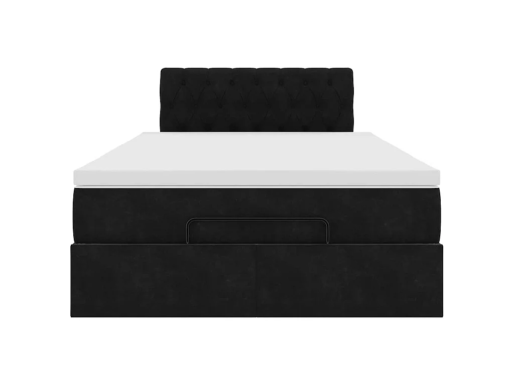 Struttura Letto Pouf con Materasso Nero 120x200 cm Velluto
