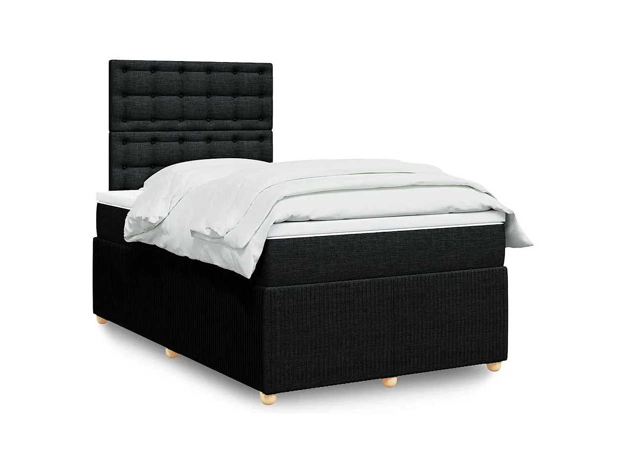 Boxspringbett mit Matratze Schwarz 120x200 cm Stoff
