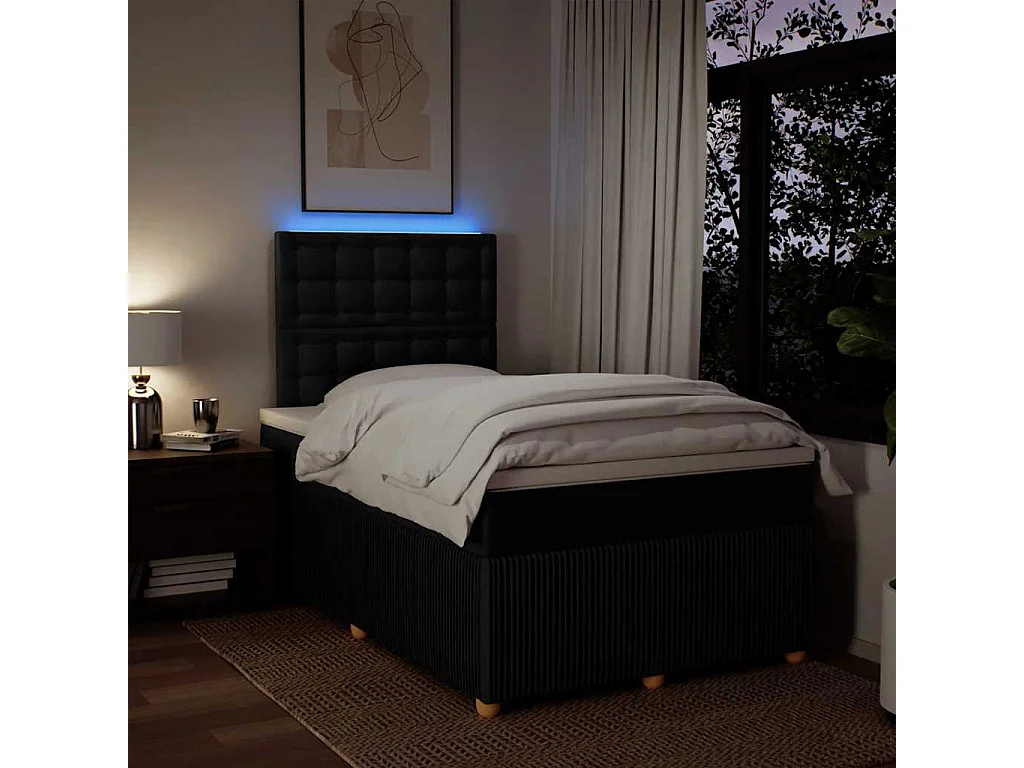 Boxspringbett mit Matratze Schwarz 120x200 cm Stoff