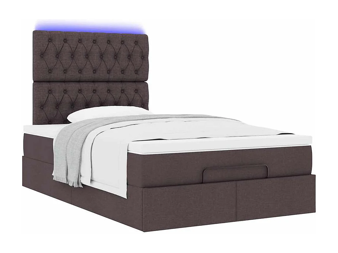 Ottoman bed met matras en LED's 120x190 cm stof donkerbruin