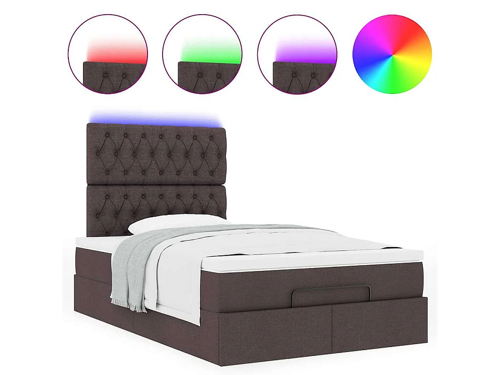 Ottoman bed met matras en LED's 120x190 cm stof donkerbruin