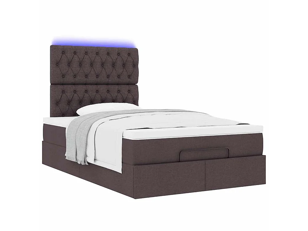 Ottoman bed met matras en LED's 120x190 cm stof donkerbruin