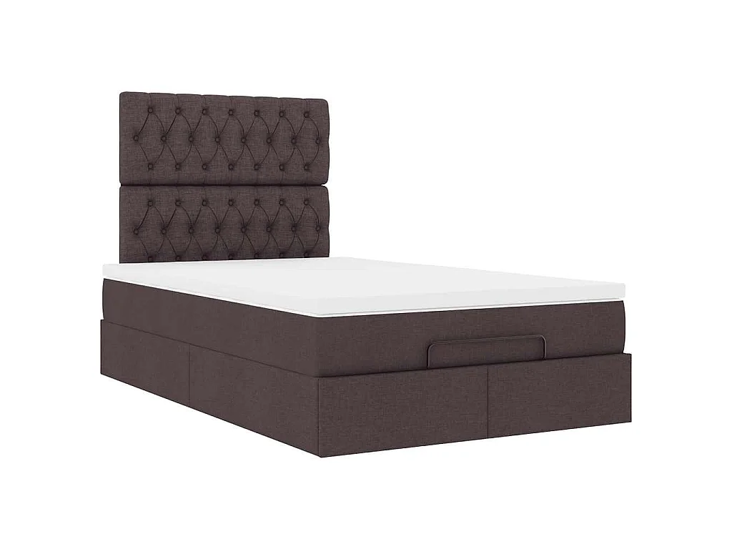 Ottoman bed met matras en LED's 120x190 cm stof donkerbruin