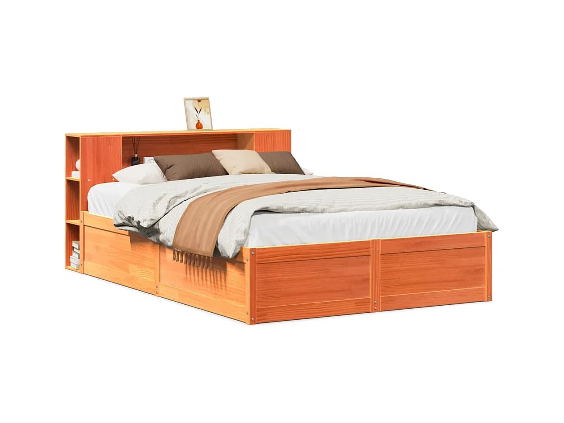 Cadre de lit sans matelas cire marron 120x190cm bois pin massif