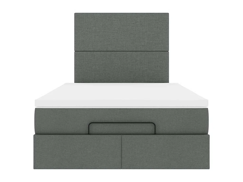 Estrutura cama otomana colchão 120x200cm tecido cinzento escuro