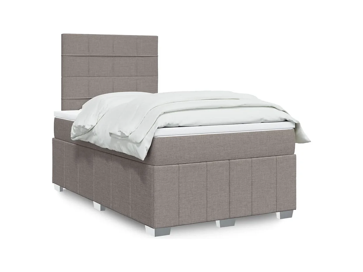 Sommier à lattes de lit avec matelas Taupe 120x200 cm Tissu