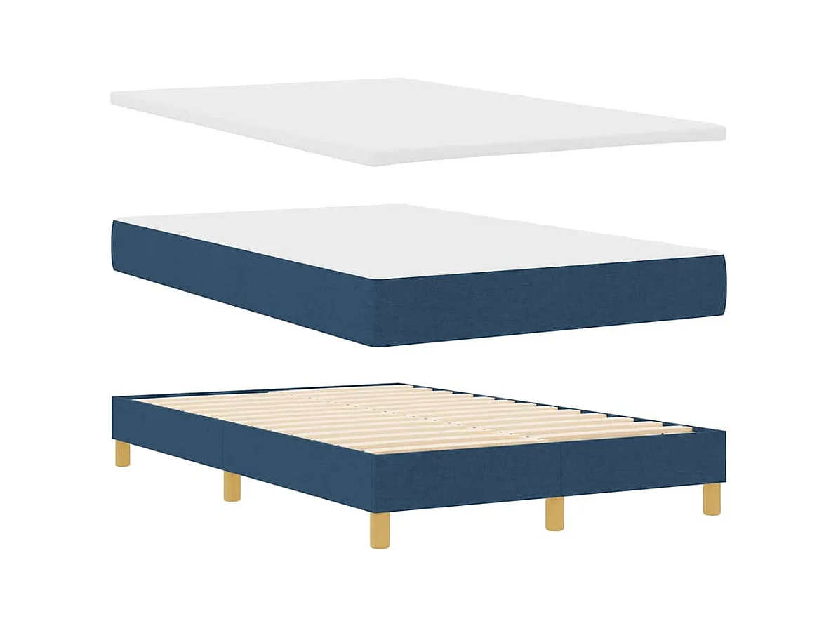 Lit boxspring avec matelas avec matelas Bleu 120 x 200 cm tissu