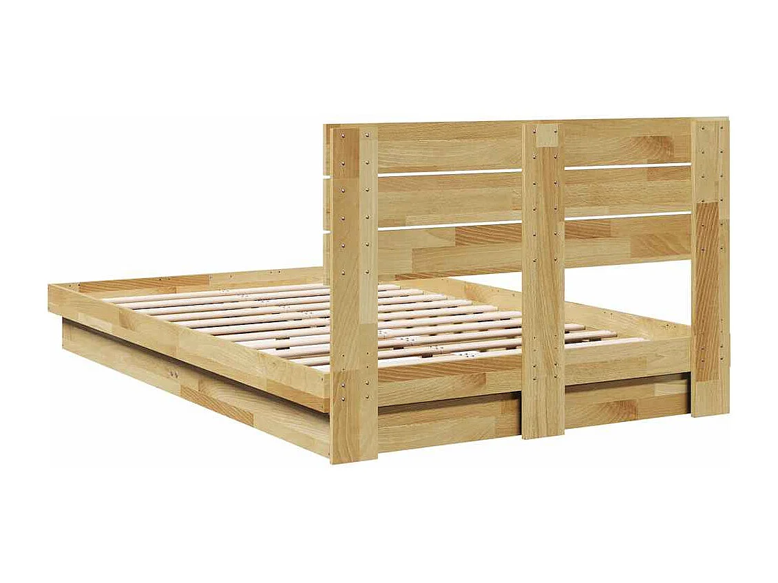 Bedframe hoofdeinde zonder matras 120x190 cm massief hout eiken