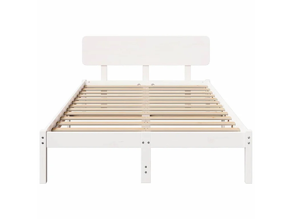 Bedframe met hoofdeinde Wit 120 x 190 cm Massief grenenhout