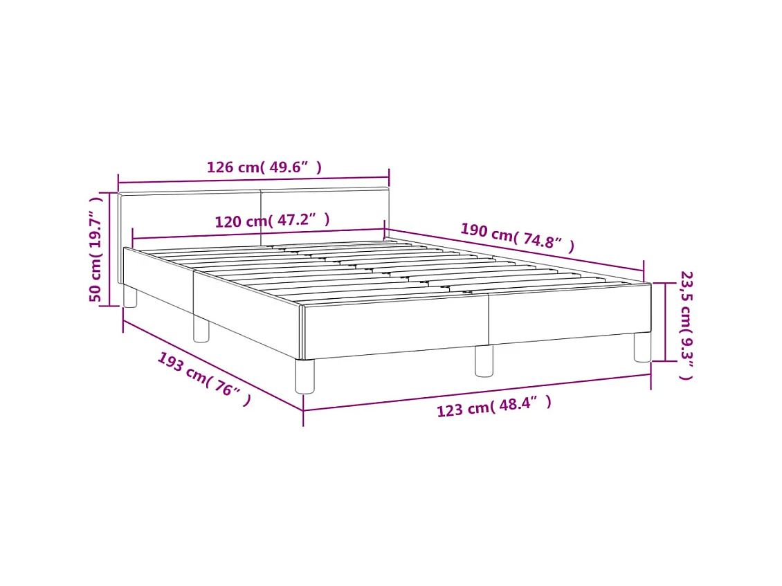 Cadre de lit sans matelas rose 120x190 cm velours