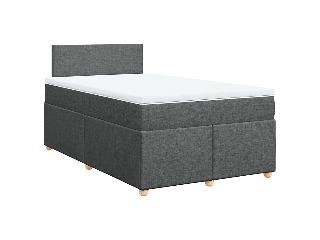 Cama box spring con colchón tela gris oscuro 120x200 cm