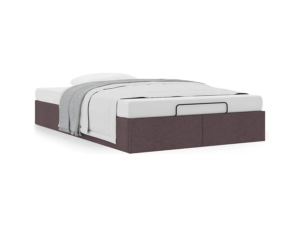 Cadre de lit ottoman sans matelas marron foncé 120x200 cm tissu