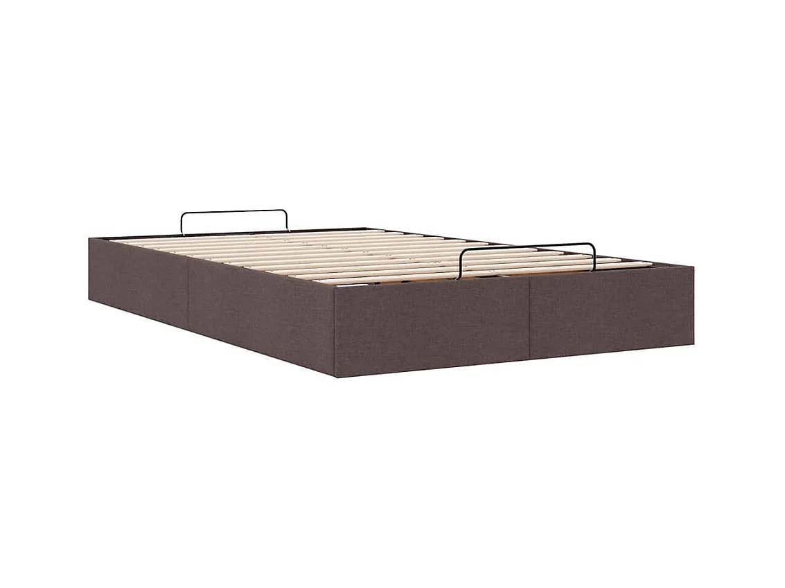 Cadre de lit ottoman sans matelas marron foncé 120x200 cm tissu