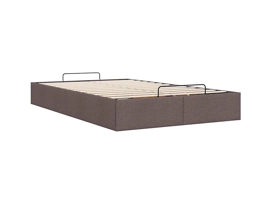 Cadre de lit ottoman sans matelas marron foncé 120x200 cm tissu