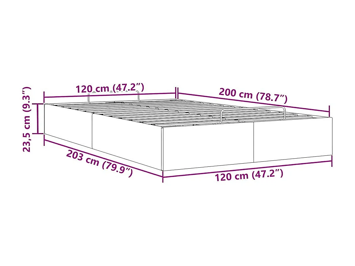 Cadre de lit ottoman sans matelas marron foncé 120x200 cm tissu