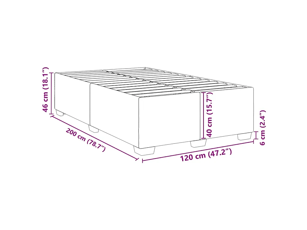 Bettgestell ohne Matratze Blau 120x200 cm Stoff