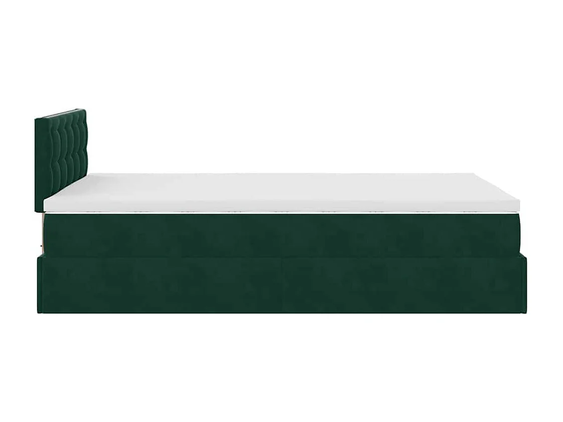 Pouf Letto con Materasso Verde Scuro 120x190 cm Velluto