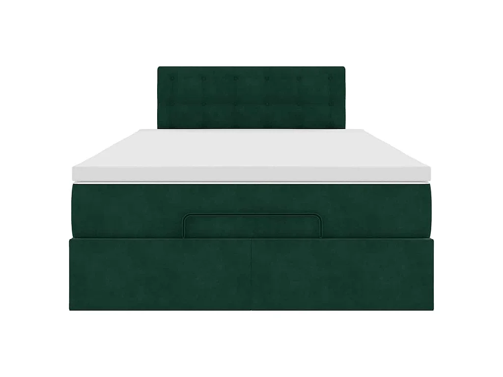 Cama otomana con colchón 120x190 cm terciopelo verde oscuro