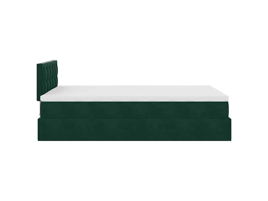 Cama otomana con colchón 120x190 cm terciopelo verde oscuro