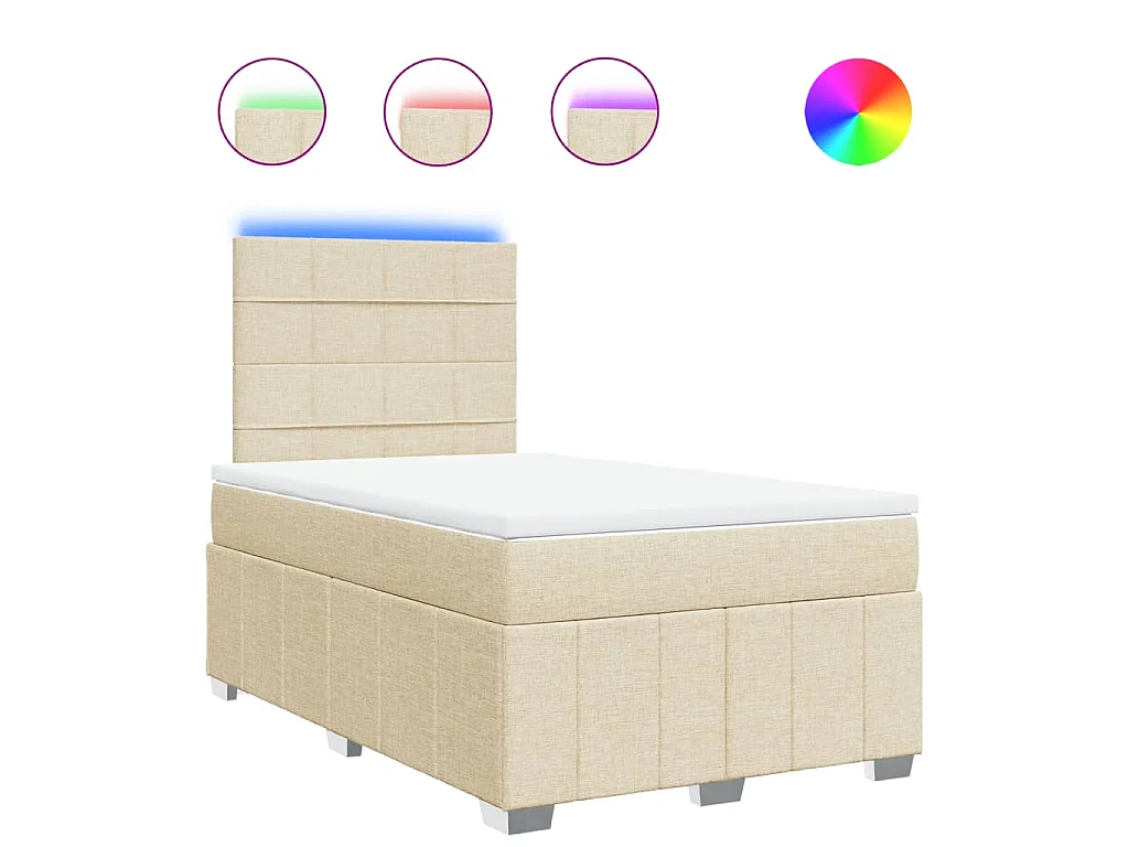 Sommier à lattes de lit avec matelas crème 120x190 cm tissu
