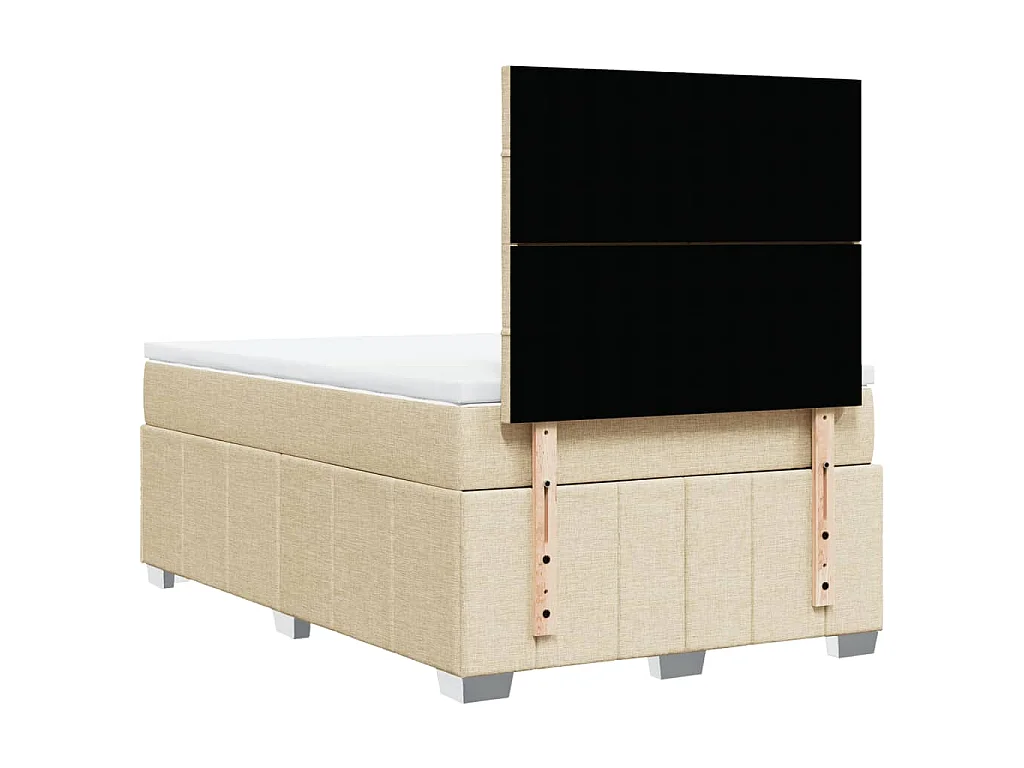 Sommier à lattes de lit avec matelas crème 120x190 cm tissu