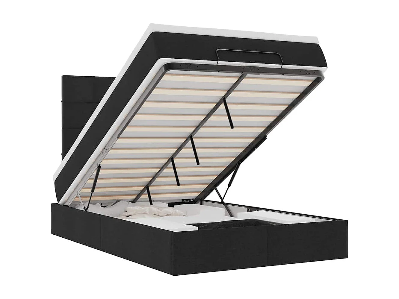 Ottoman bed met matras en LED's 120x200cm stof zwart