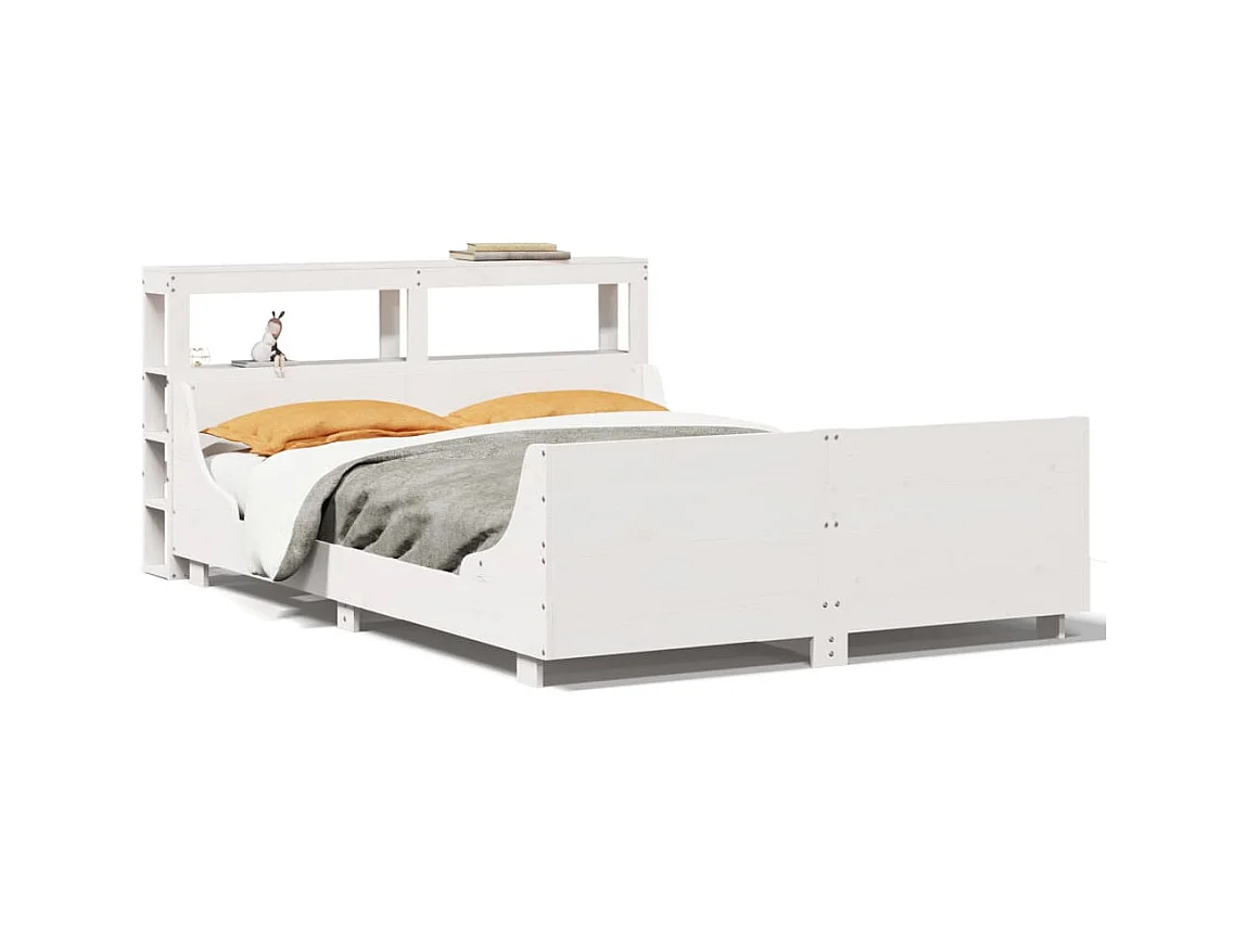 Cadre de lit sans matelas blanc 120x200 cm bois de pin massif