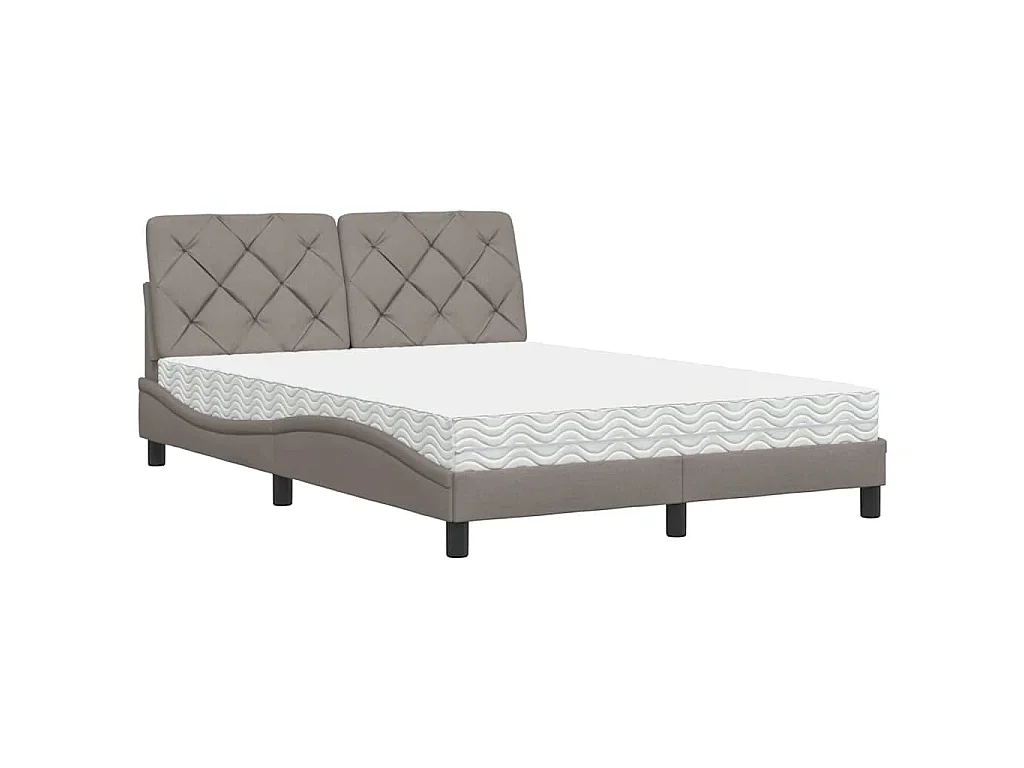 Letto con Materasso Tortora 120x200 cm in Tessuto