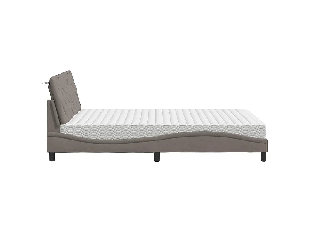 Letto con Materasso Tortora 120x200 cm in Tessuto